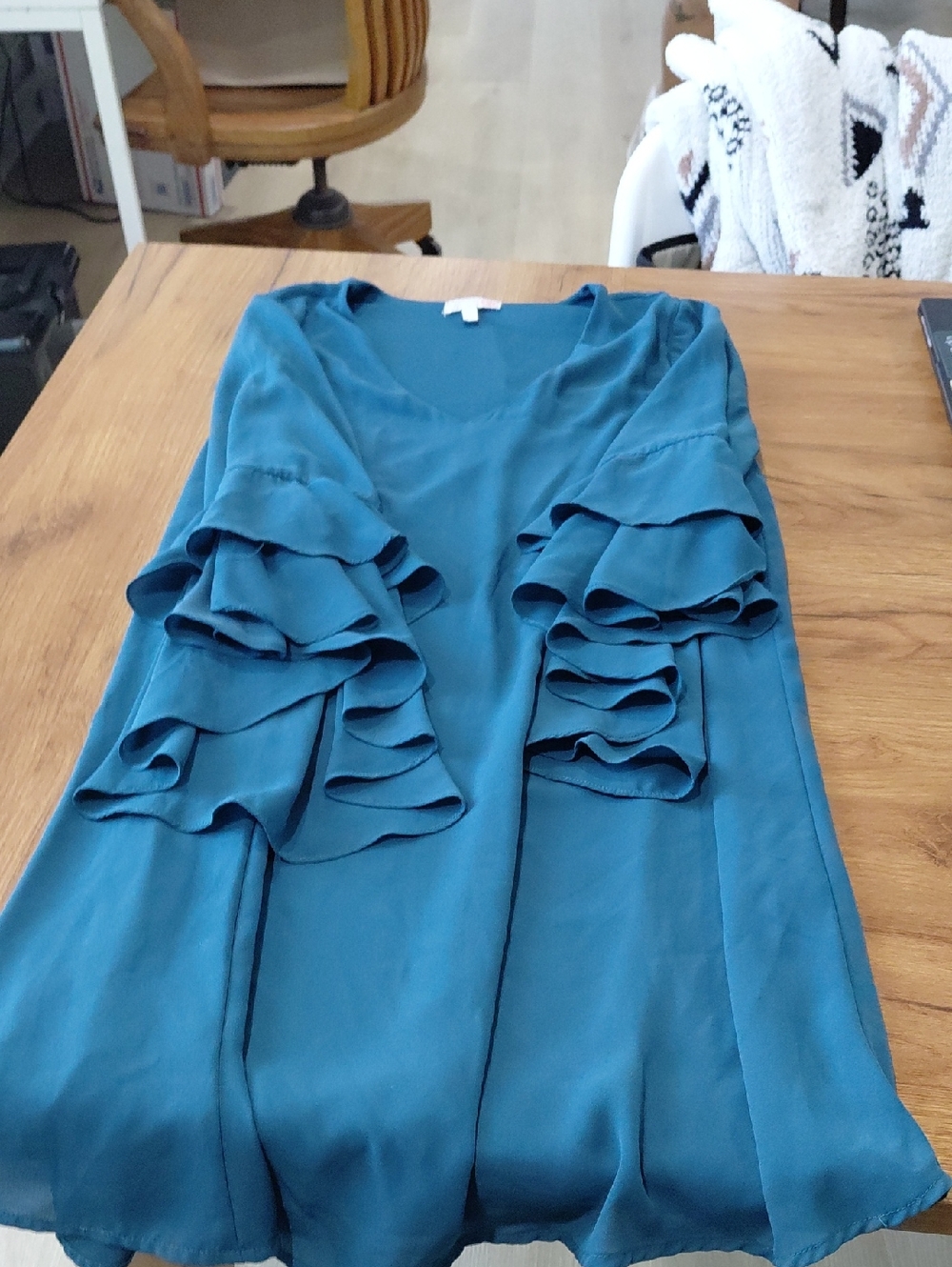 Teal V-Neck Blouse